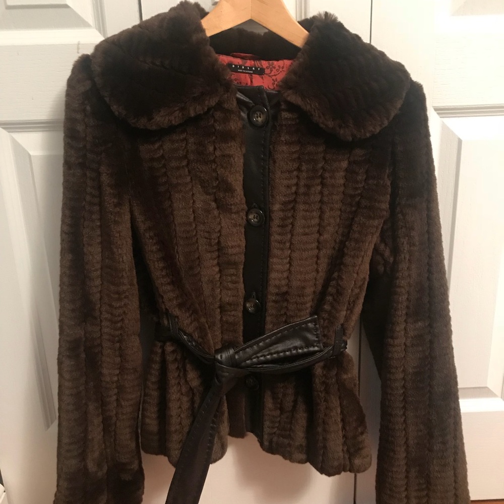 Sisley Brown faux fur jacket